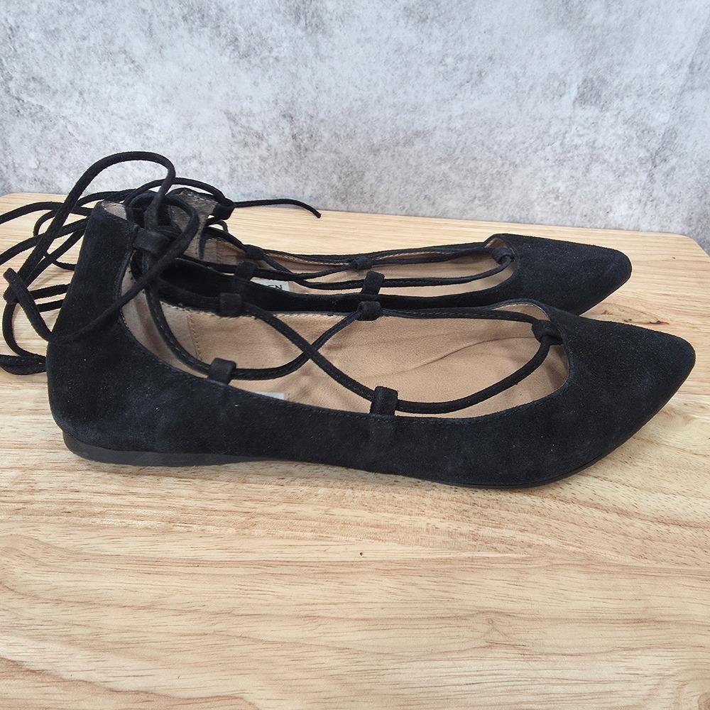 Steven Madden Ballet Flats Womens 7.5 Black Eleonorr Suede Slip On Comfort Shoes